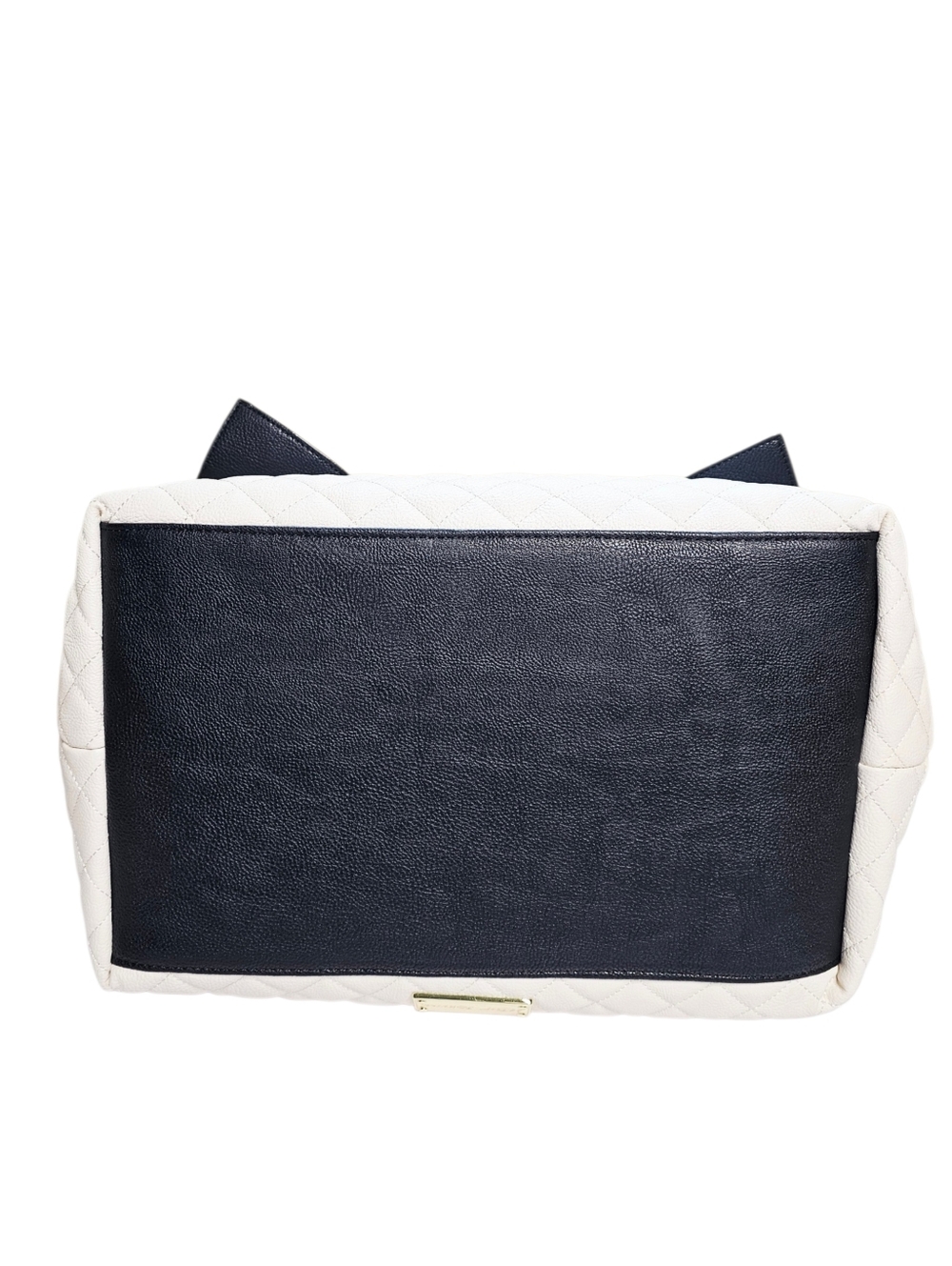 Betsey Johnson Quilted Cream/Black Trap Tote Purse Bag - Picture 5 of 16